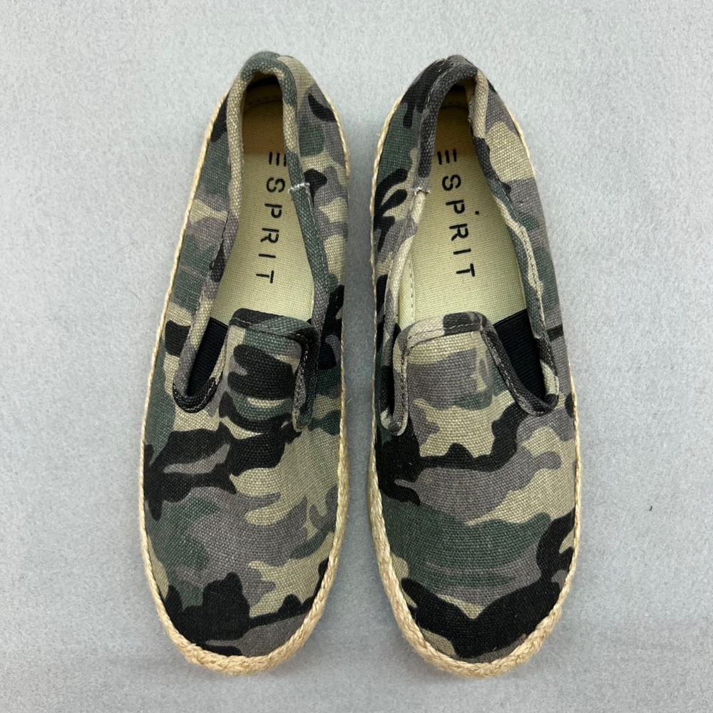 Esprit Erika Camo Espadrille Slip On Flats Womens Size 6M Green Camouflage